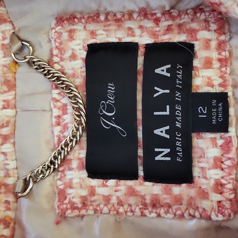 J. Crew Daphne Top Coat Italian Tweed Guava Pink Size 12 - Picture 9 of 11